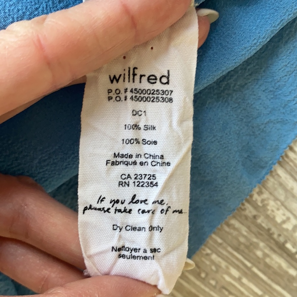 Wilfred Blue Long Sleeve 100% Silk Blouse - Picture 7 of 10